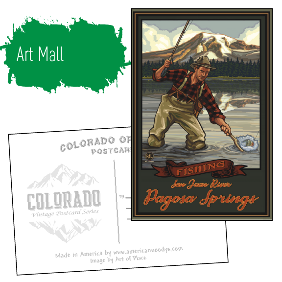 Pagosa Springs Mountain Fisherman Postcard