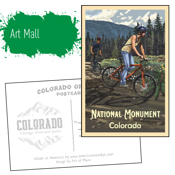 Mountain Bike Couple National Monument Postcard