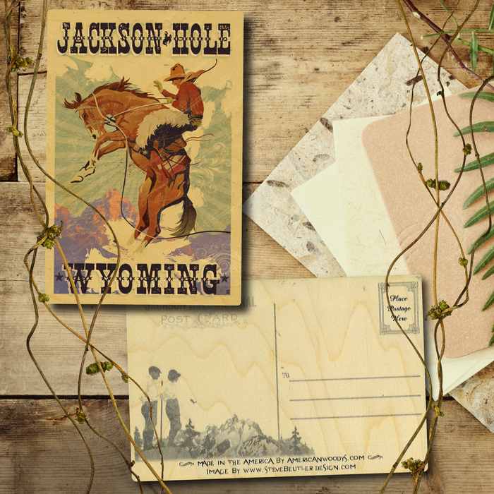 Jackson Hole Cowboy Bronc Postcard