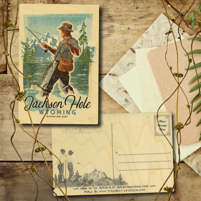 Jackson Hole Fly Fisher Postcard