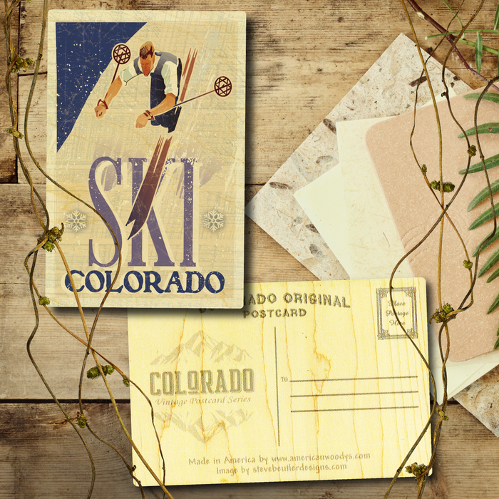 Colorado Drop in Skier Postcard