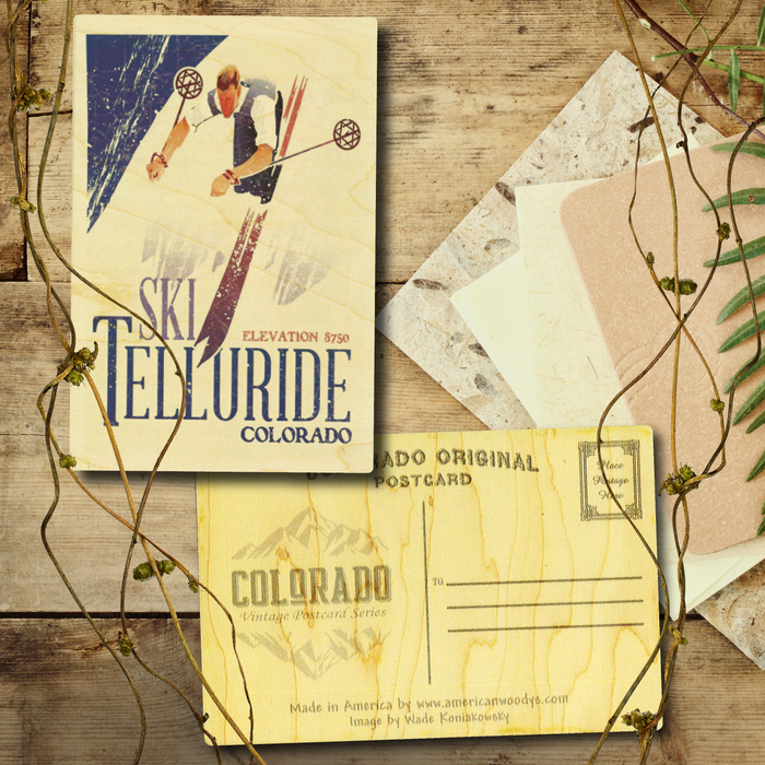 Telluride Drop in Skier Postcard