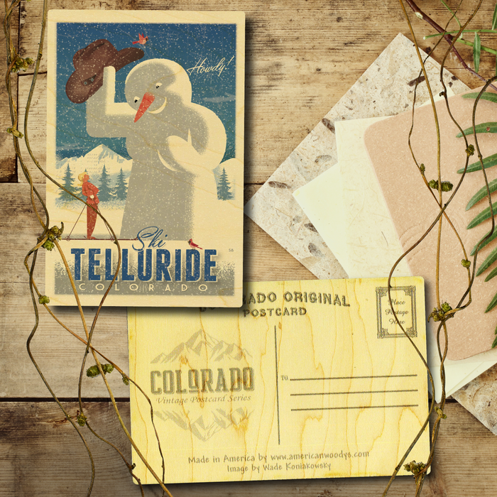 Telluride Cowboy Snowman Postcard