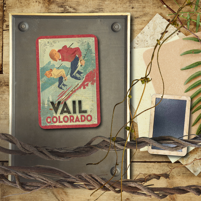 Vail Downhill Couple Magnet