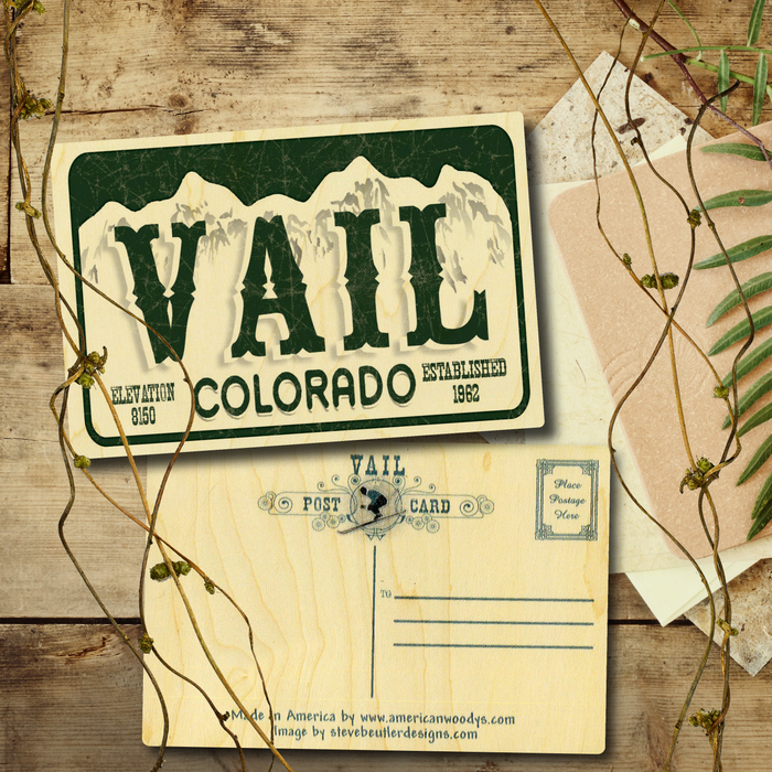 Vail License Plate Postcard