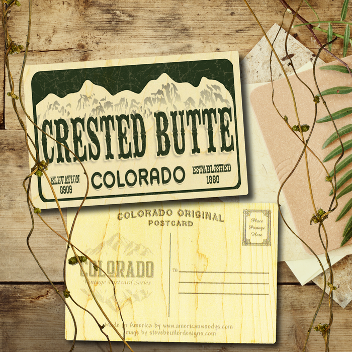 Crested Butte License Plate Postcard