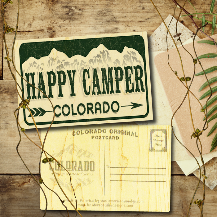 Happy Camper License Plate Postcard