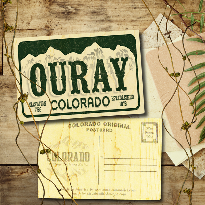 Ouray License Plate Postcard