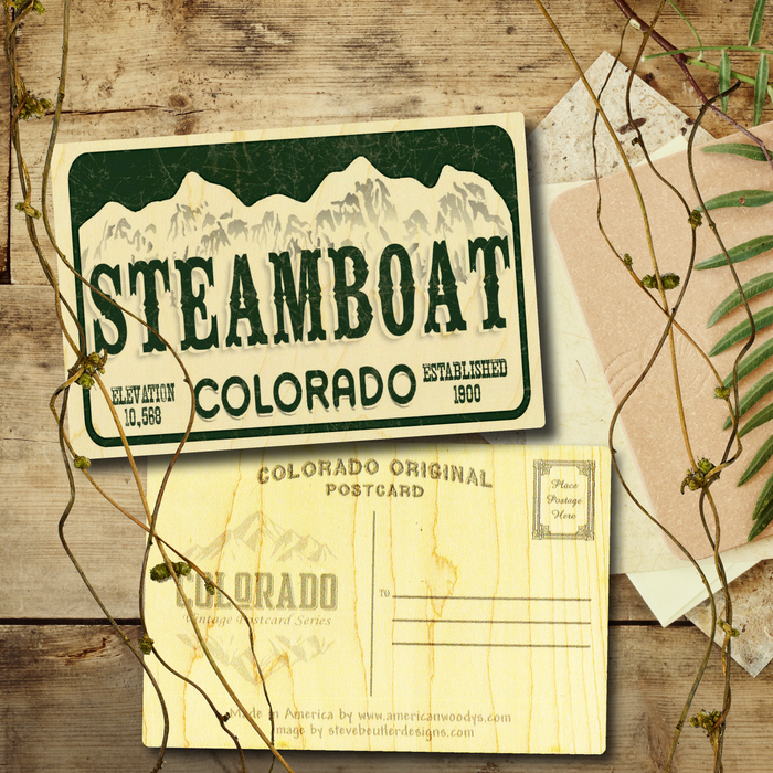 Steamboat License Plate Postcard