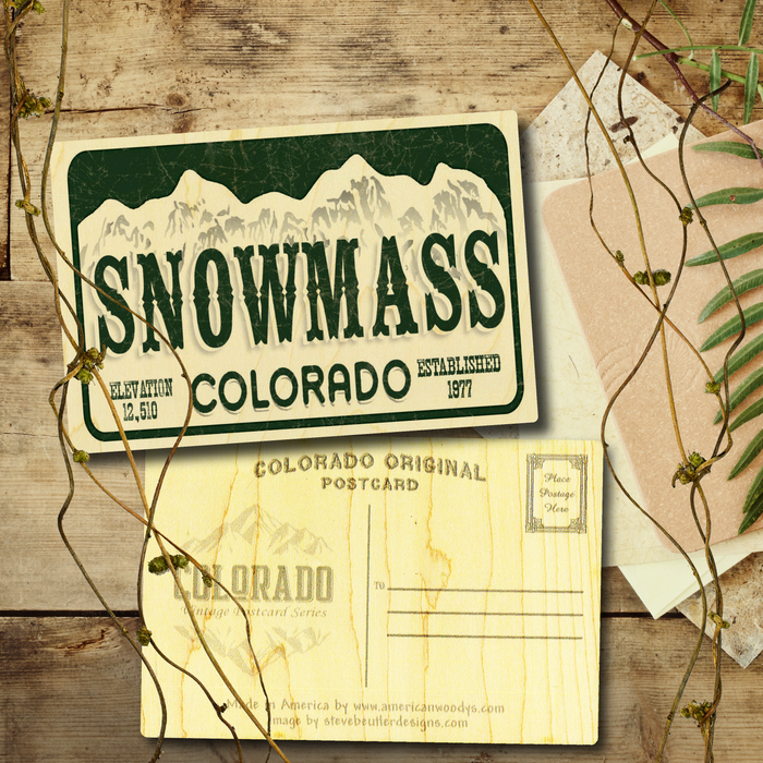 Snowmass License Plate Postcard