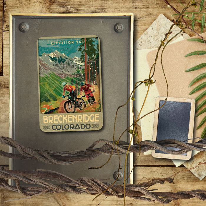 Breckenridge Mountain Bike Couple Magnet