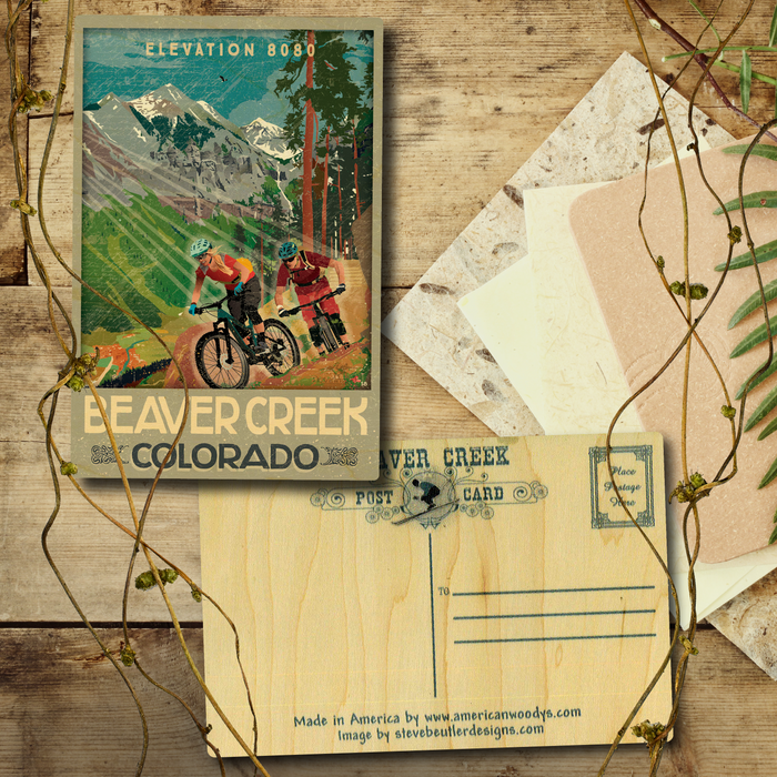 Beaver Creek Mountain Bike Couple Postcard