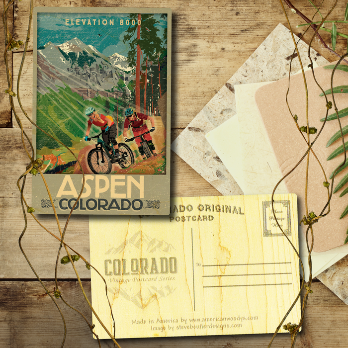 Aspen Mountain Bike Couple Postcard