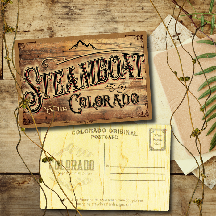 Steamboat Town Sign Postcard