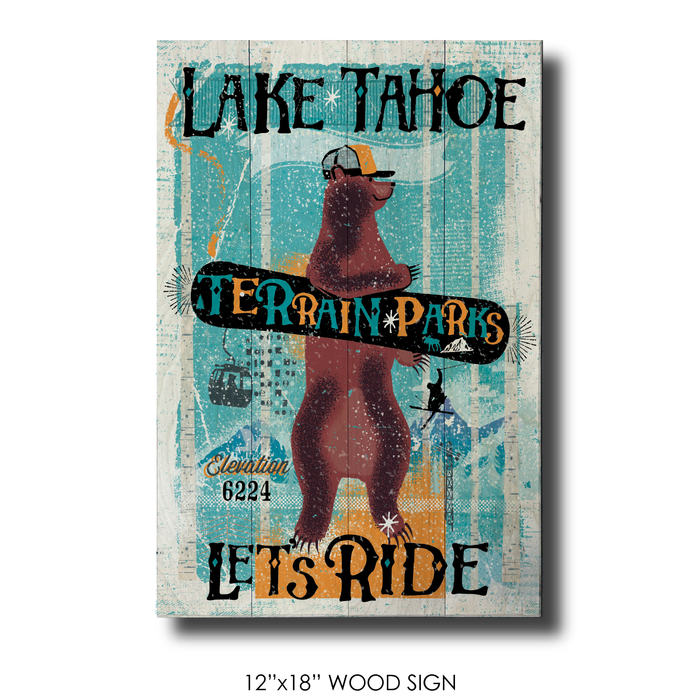 Lake Tahoe Sans Cali Snowboard Bear
