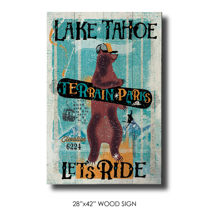 Lake Tahoe Sans Cali Snowboard Bear