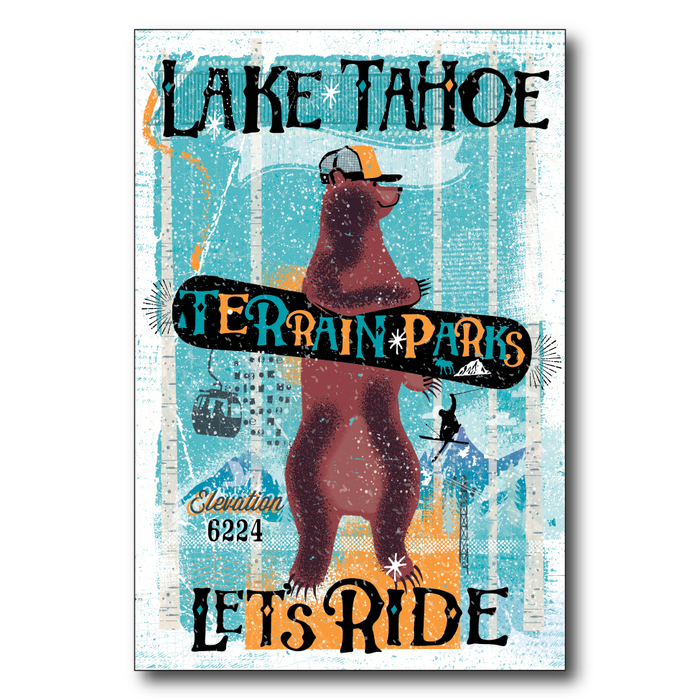 Lake Tahoe Sans Cali Snowboard Bear