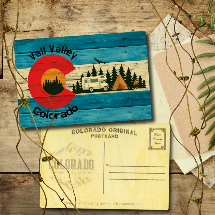 Vail Camping Flag Blue Postcard