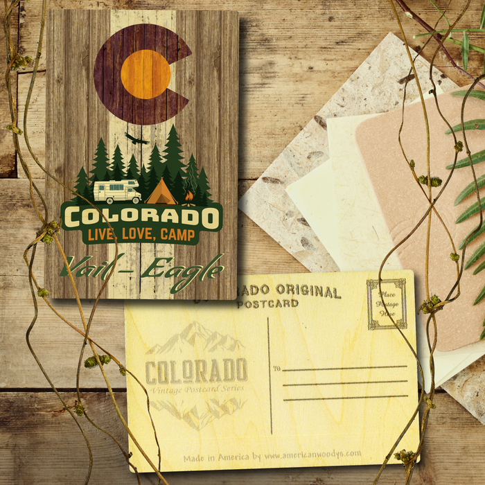 Vail Camping Flag Brown Postcard