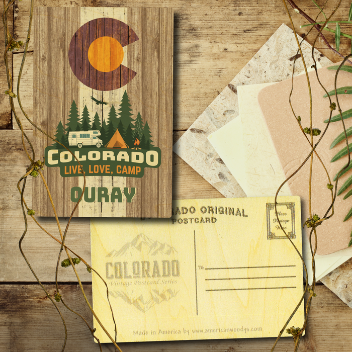 Ouray Brown Camping Flag Postcard