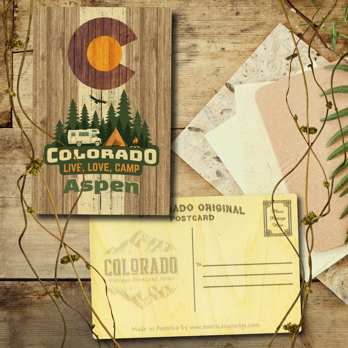 Aspen Camping Flag  Brown Postcard