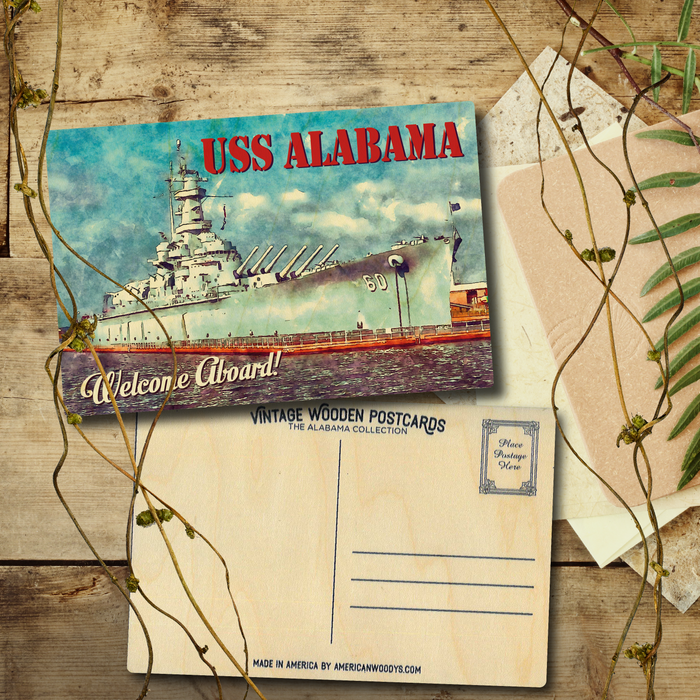 USS Alabama Welcome Aboard Postcard