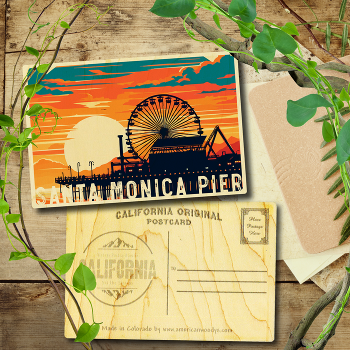 Santa Monica Pier Sunset Postcard