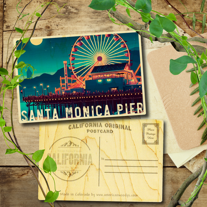 Santa Monica Pier Nighttime Postcard