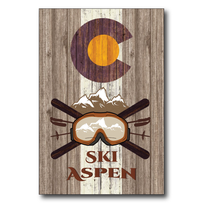 Live Love Ski Brown Ski Flag