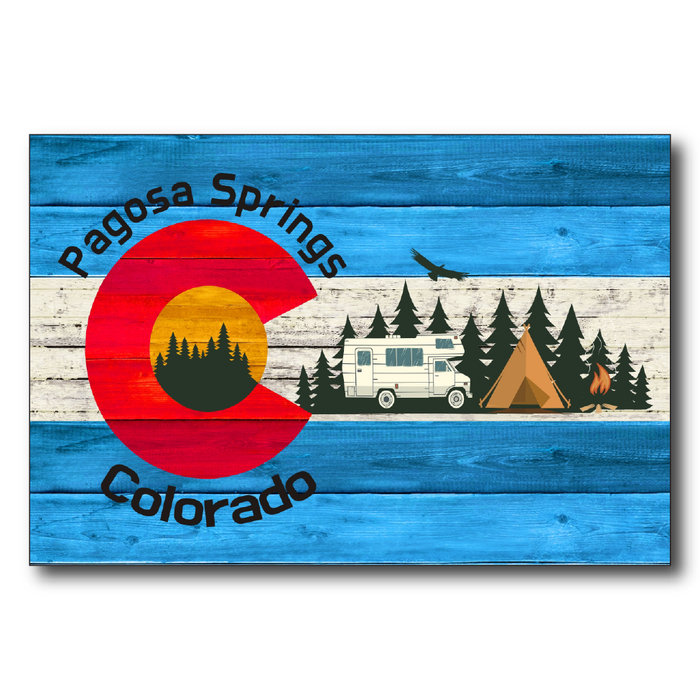 Pagosa Springs Blue Camping Flag