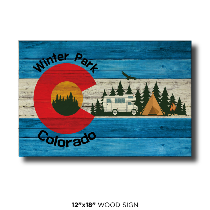 Winter Park Blue Camping Flag