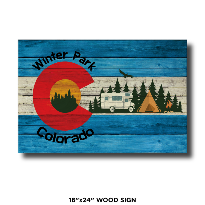 Winter Park Blue Camping Flag