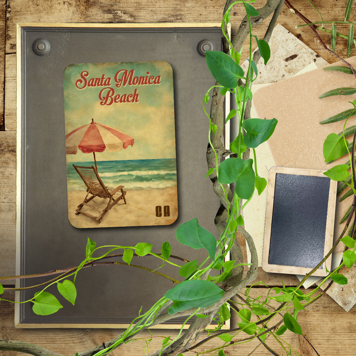 Vintage Chair and Umbrella Santa Monica