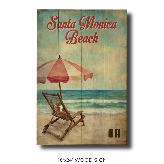 Vintage Chair and Umbrella Santa Monica