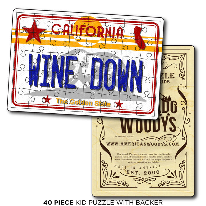 CA License Plate - Wine Down