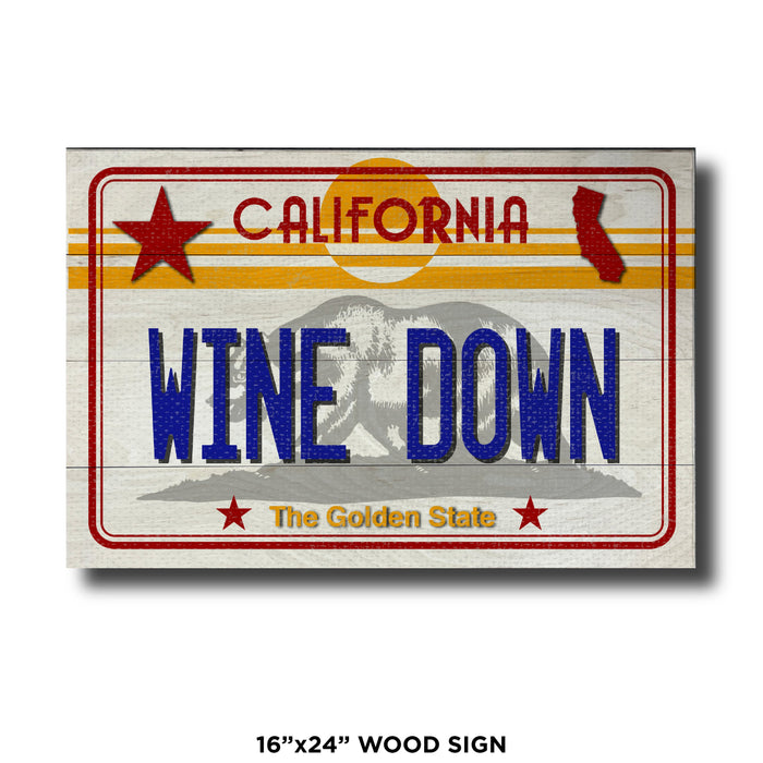 CA License Plate - Wine Down
