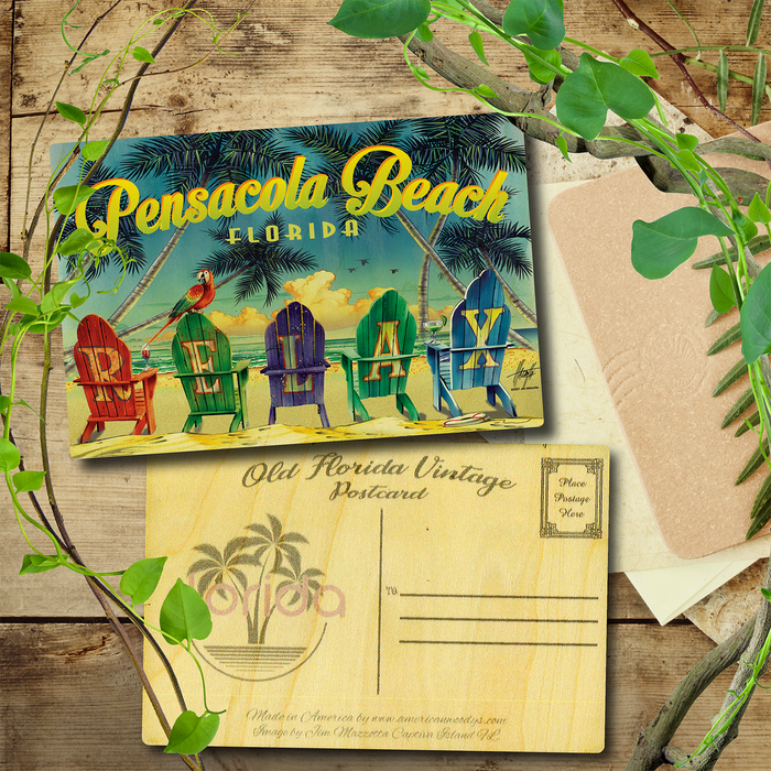 Pensacola Beach Relax Chairs Postcard