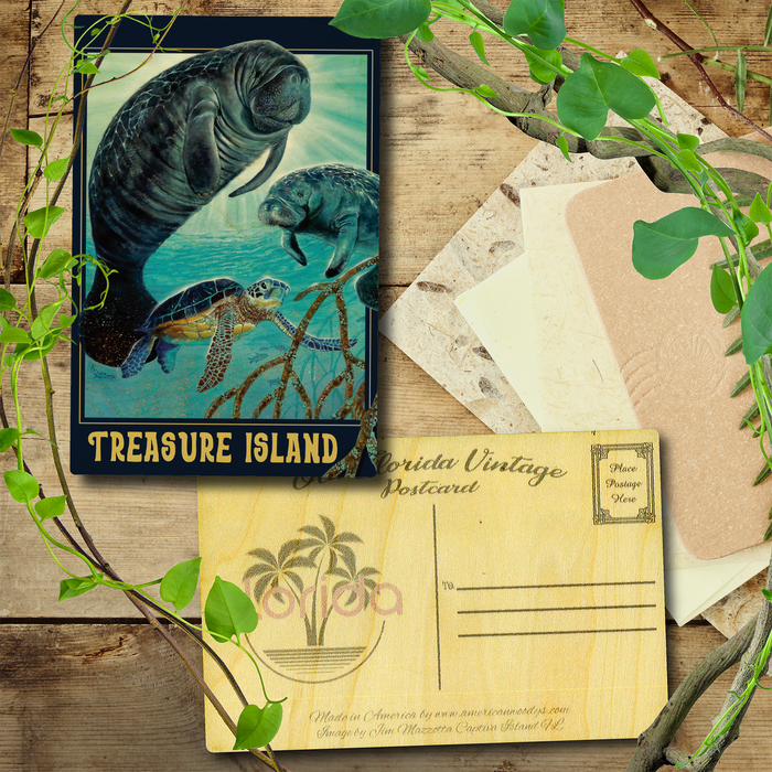 Treasure Island Manatee Glow Postcard