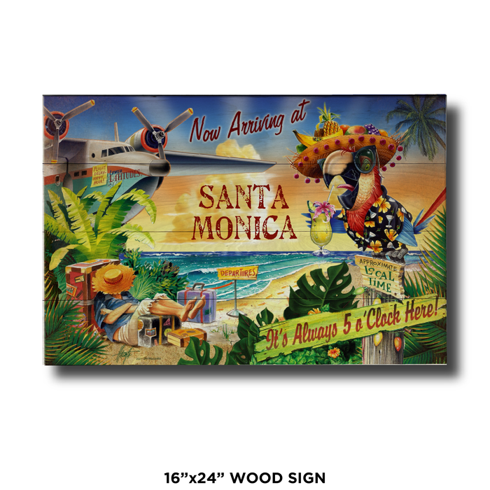 Santa Monica 5 O'Clock Postcard