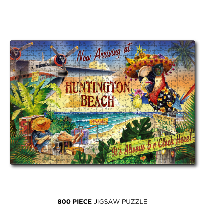 Huntington Beach 5 O'Clock Postcard