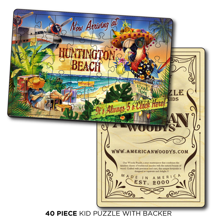 Huntington Beach 5 O'Clock Postcard