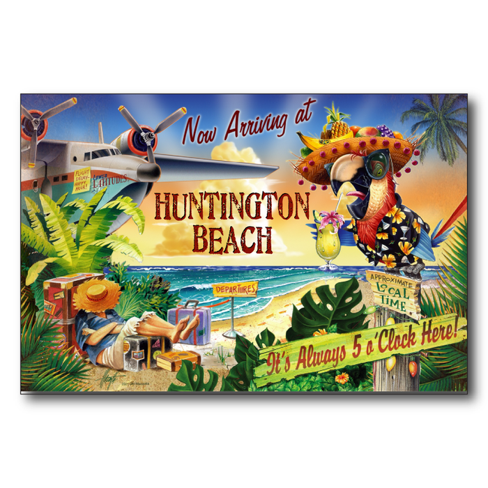 Huntington Beach 5 O'Clock Postcard
