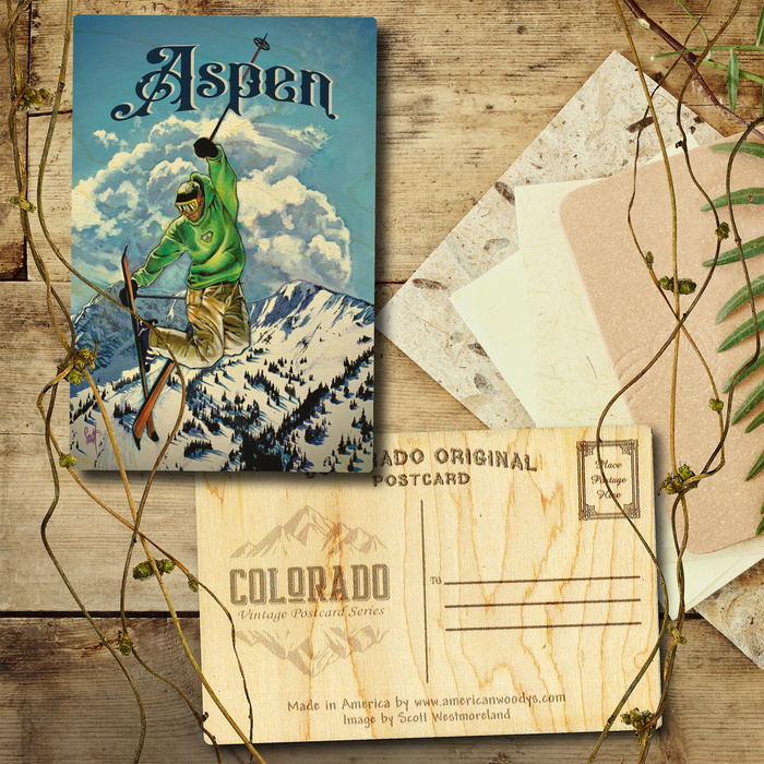 Aspen Flying Skier Postcard