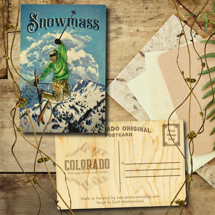 Snowmass Flying Skier Postcard