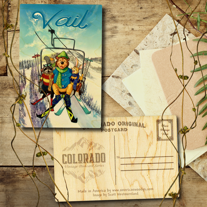 Vail Rascals Skiing Postcard